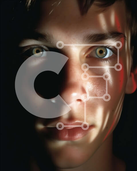 Intra Συλλεκτικό Ξύλινο Παζλ Plywood  4mm - Πορτρέτο ενός νεαρού άνδρα με πράσινα μάτια και σοβαρή έκφραση Σε Ξύλινο Κουτί - Διαστάσεις Puzzle: 10x10 cm – 25 κομμάτια