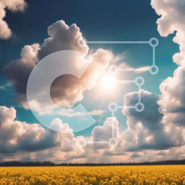 Intra Συλλεκτικό Ξύλινο Παζλ Plywood  4mm - Πεδίο με ηλιοτρόπια και σύννεφα στον ουρανό Σε Ξύλινο Κουτί - Διαστάσεις: 10x10 cm – 25 κομμάτια