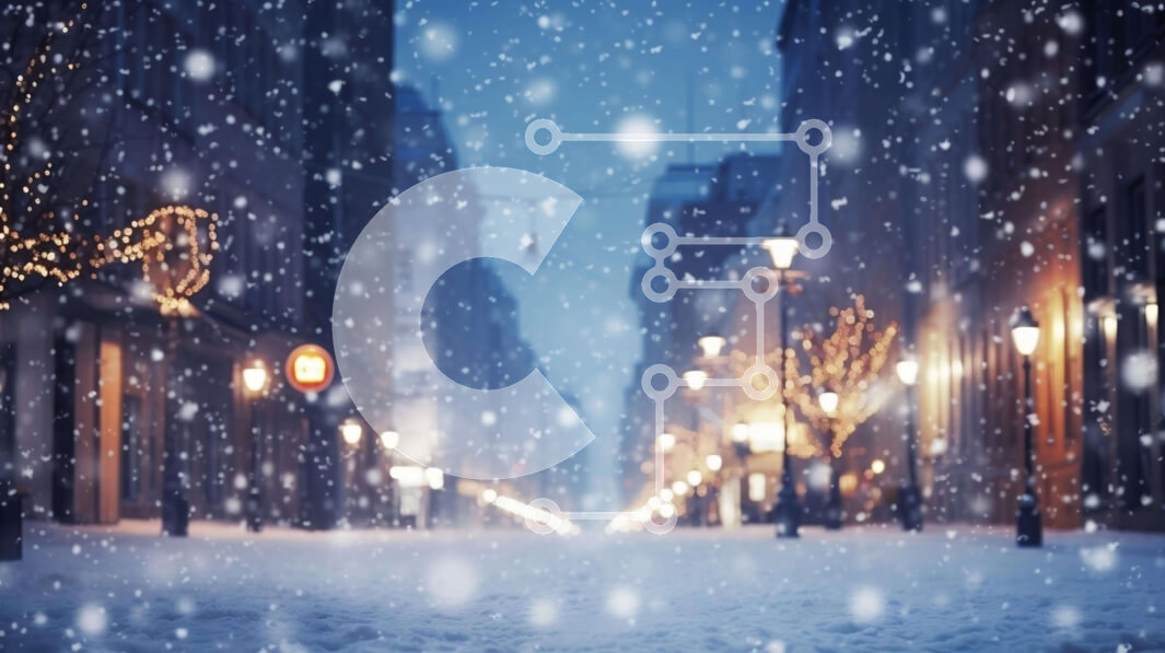 Intra Συλλεκτικό Ξύλινο Παζλ Plywood  4mm - Χιονισμένη City Street τη νύχτα Σε Ξύλινο Κουτί - Διαστάσεις Puzzle: 10x10 cm – 25 κομμάτια