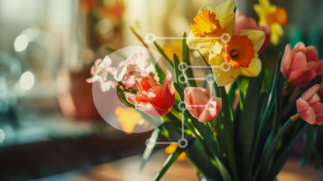 Intra Συλλεκτικό Ξύλινο Παζλ Plywood  4mm - Πολύχρωμο βάζο με ασφόδελους, τουλίπες και κρίνους Σε Ξύλινο Κουτί - Διαστάσεις: 10x10 cm – 25 κομμάτια