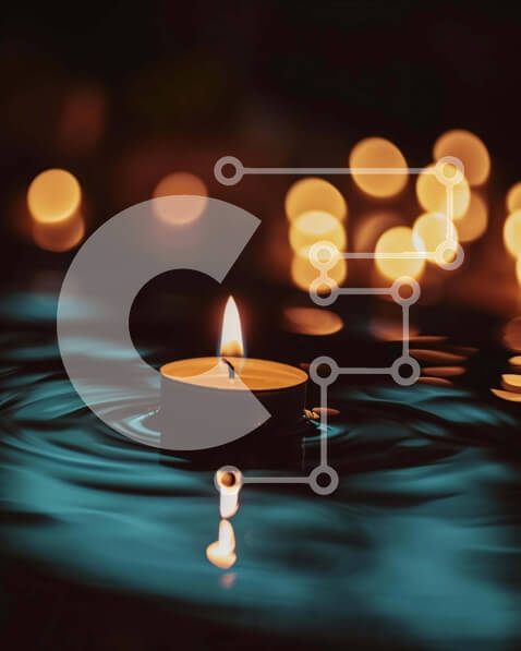 Intra Συλλεκτικό Ξύλινο Παζλ Plywood  4mm - Αναμμένο κερί που επιπλέει στο νερό για ειρήνη και ηρεμία Σε Ξύλινο Κουτί - Διαστάσεις Puzzle: 10x10 cm – 25 κομμάτια