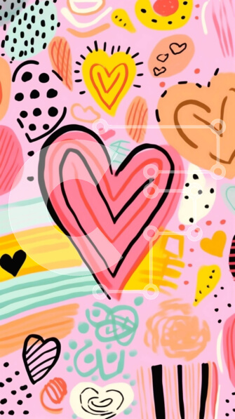 Intra Συλλεκτικό Ξύλινο Παζλ Plywood  4mm - Πολύχρωμες καρδιές και σχήματα φόντο για ευχετήριες κάρτες και προσκλήσεις Σε Ξύλινο Κουτί - Διαστάσεις Puzzle: 10x10 cm – 25 κομμάτια