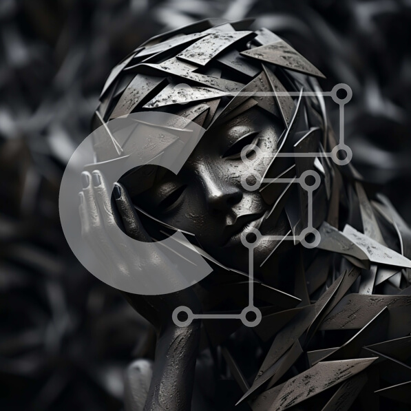 Intra Συλλεκτικό Ξύλινο Παζλ Plywood  4mm - Γλυπτό του κεφαλιού μιας γυναίκας με κλειστά μάτια και χέρια που καλύπτουν το πρόσωπο Σε Ξύλινο Κουτί - Διαστάσεις Puzzle: 10x10 cm – 25 κομμάτια