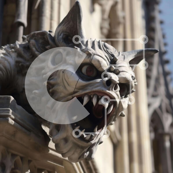 Intra Συλλεκτικό Ξύλινο Παζλ Plywood  4mm - Άγαλμα Gargoyle στο κτίριο Σε Ξύλινο Κουτί - Διαστάσεις Puzzle: 10x10 cm – 25 κομμάτια