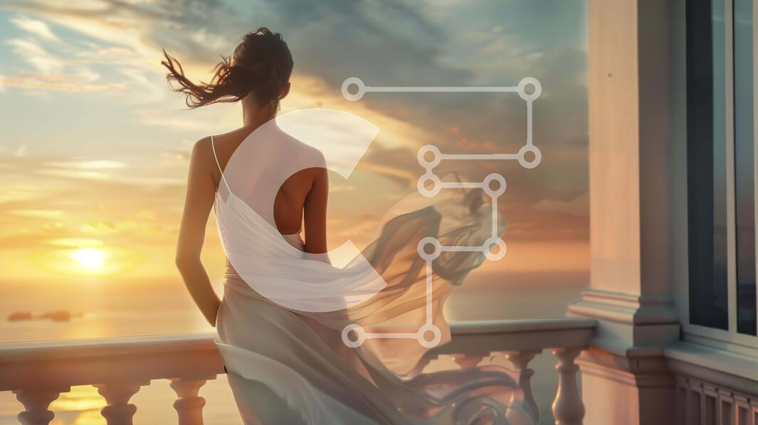 Intra Συλλεκτικό Ξύλινο Παζλ Plywood  4mm - Γυναίκα στο μπαλκόνι με θέα στον ωκεανό και το ηλιοβασίλεμα Σε Ξύλινο Κουτί - Διαστάσεις Puzzle: 10x10 cm – 25 κομμάτια