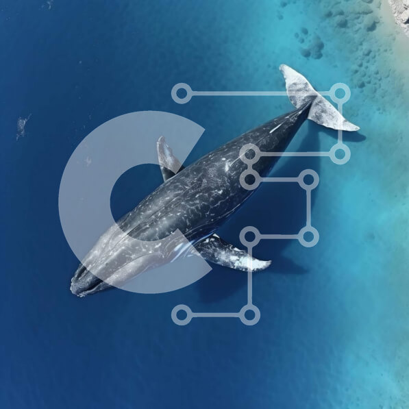 Intra Συλλεκτικό Ξύλινο Παζλ Plywood  4mm - Εναέρια άποψη της μπλε φάλαινας που κολυμπά στον ωκεανό Σε Ξύλινο Κουτί - Διαστάσεις: 10x10 cm – 25 κομμάτια