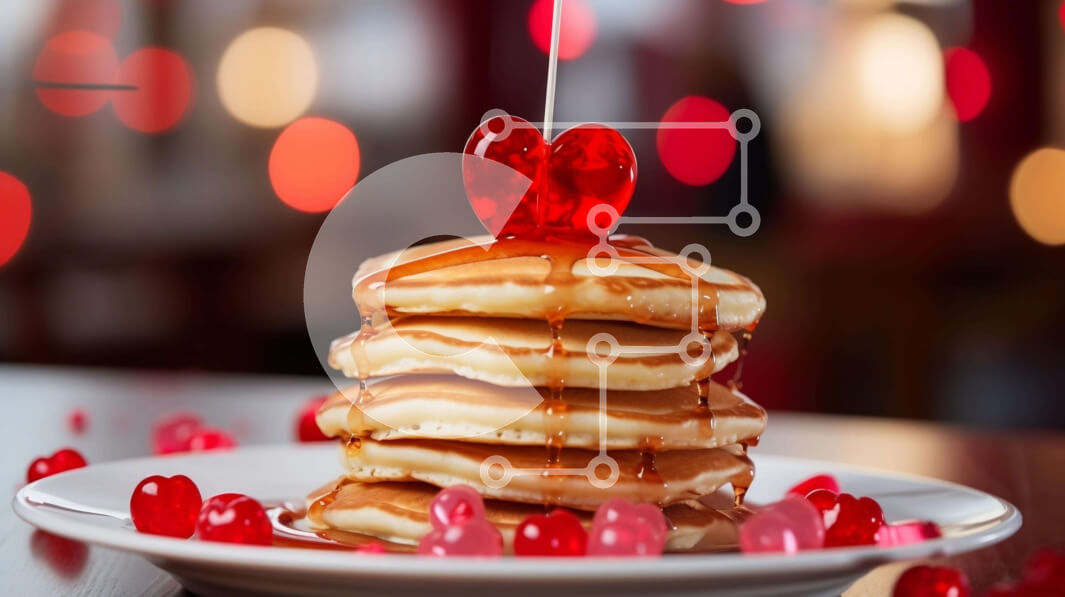 Σετ των 2 Intra Συλλεκτικό Ξύλινο Παζλ Plywood  4mm - Στοίβα από τηγανίτες με τηγανίτα σε σχήμα καρδιάς και διάφορες καραμέλες Σε Ξύλινο Κουτί - Διαστάσεις: 10x10 cm – 25 κομμάτια