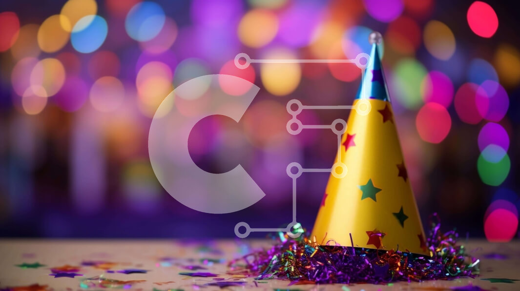 Intra Συλλεκτικό Ξύλινο Παζλ Plywood  4mm - Κίτρινο καπέλο για πάρτι με πολύχρωμο κομφετί Σε Ξύλινο Κουτί - Διαστάσεις Puzzle: 10x10 cm – 25 κομμάτια