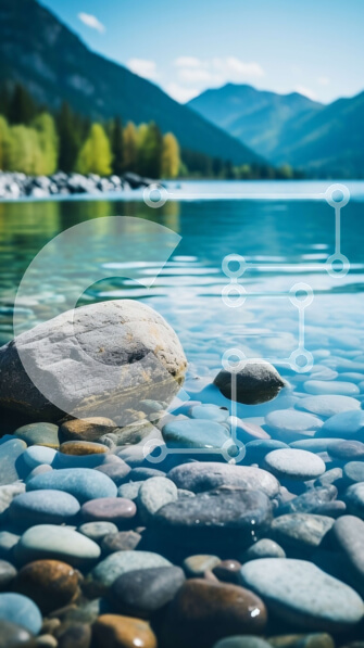 Σετ των 2 Intra Συλλεκτικό Ξύλινο Παζλ Plywood  4mm - Γραφική εικόνα καθαρού νερού με πέτρες και βουνά στο φόντο Σε Ξύλινο Κουτί - Διαστάσεις: 10x10 cm – 25 κομμάτια