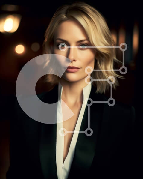 Intra Συλλεκτικό Ξύλινο Παζλ Plywood  4mm - Επαγγελματική εικόνα μιας σοβαρής ξανθιάς γυναίκας με μαύρο κοστούμι και λευκό πουκάμισο Σε Ξύλινο Κουτί - Διαστάσεις Puzzle: 10x10 cm – 25 κομμάτια