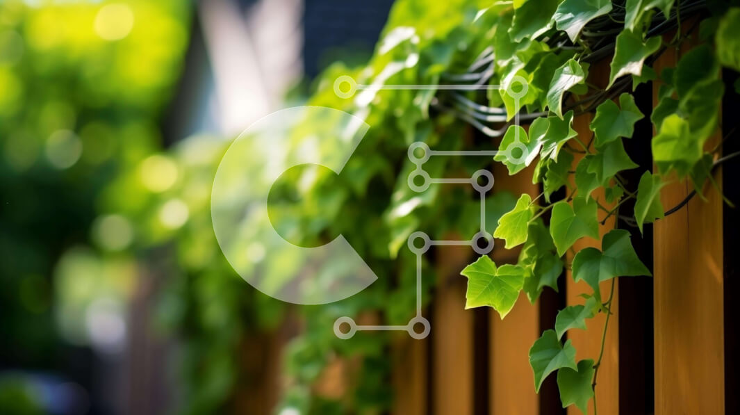 Intra Συλλεκτικό Ξύλινο Παζλ Plywood  4mm - Ξύλινος φράχτης με πράσινο κισσό στον διακοσμητικό κήπο Σε Ξύλινο Κουτί - Διαστάσεις: 10x10 cm – 25 κομμάτια