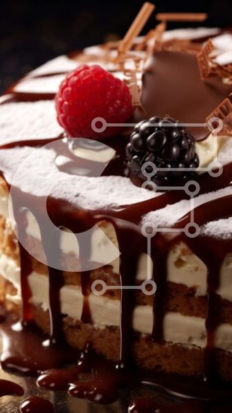 Intra Συλλεκτικό Ξύλινο Παζλ Plywood  4mm - Λαχταριστό κέικ σοκολάτας με σαντιγί και σμέουρα Σε Ξύλινο Κουτί - Διαστάσεις: 10x10 cm – 25 κομμάτια