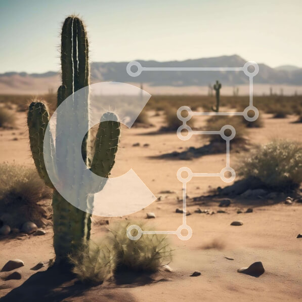 Intra Συλλεκτικό Ξύλινο Παζλ Plywood  4mm - Μοναχικό φυτό κάκτων στο τοπίο της ερήμου Σε Ξύλινο Κουτί - Διαστάσεις: 10x10 cm – 25 κομμάτια