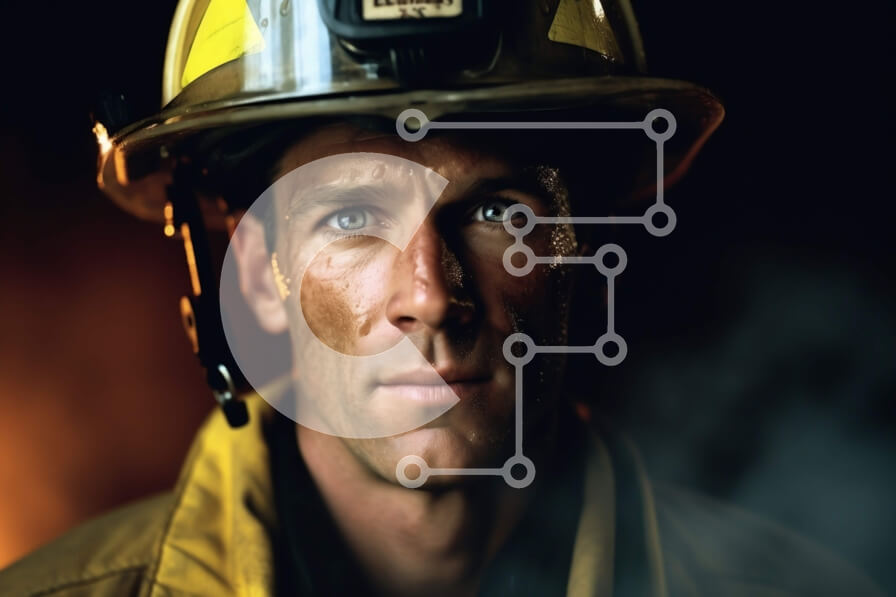 Intra Συλλεκτικό Ξύλινο Παζλ Plywood  4mm - Σοβαρός πυροσβέστης με στολή με κράνος Σε Ξύλινο Κουτί - Διαστάσεις Puzzle: 10x10 cm – 25 κομμάτια