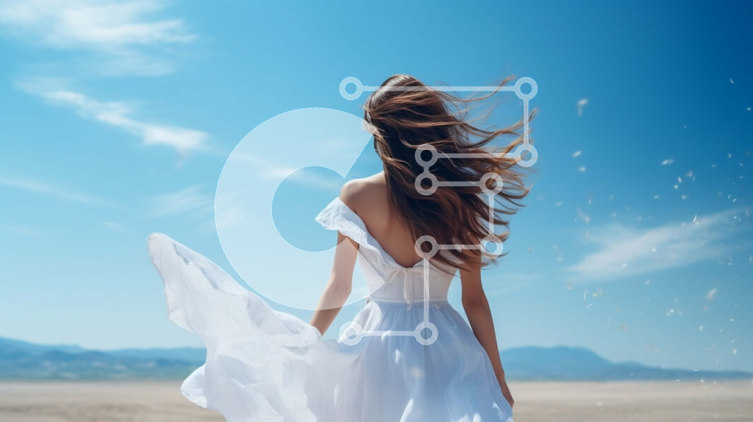 Intra Συλλεκτικό Ξύλινο Παζλ Plywood  4mm - Γυναίκα που περπατά στην παραλία με τον άνεμο να φυσάει μαλλιά Σε Ξύλινο Κουτί - Διαστάσεις: 10x10 cm – 25 κομμάτια