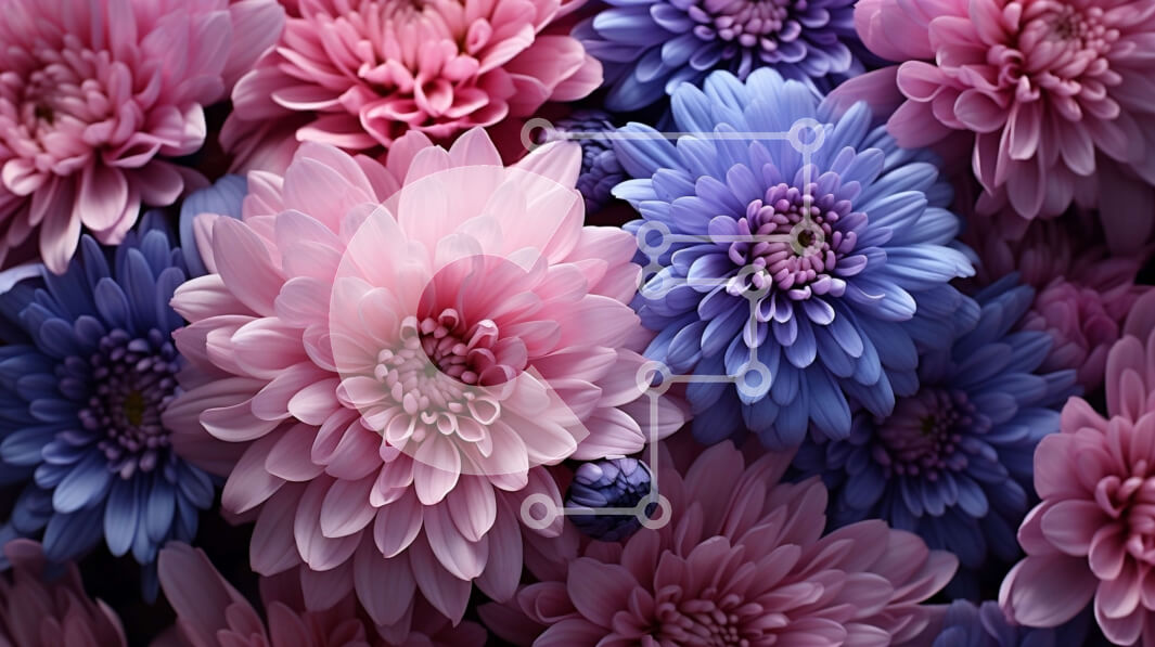 Intra Συλλεκτικό Ξύλινο Παζλ Plywood  4mm - Όμορφη φλοράλ σύνθεση με ροζ και μπλε λουλούδια Σε Ξύλινο Κουτί - Διαστάσεις: 10x10 cm – 25 κομμάτια