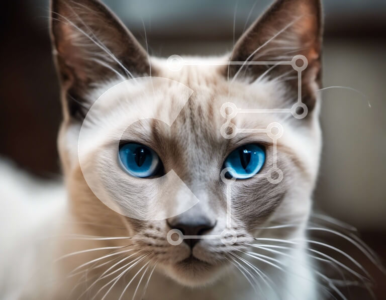 Σετ των 2 Intra Συλλεκτικό Ξύλινο Παζλ Plywood  4mm - Όμορφη σιαμέζα γάτα με μπλε μάτια Σε Ξύλινο Κουτί - Διαστάσεις: 10x10 cm – 25 κομμάτια