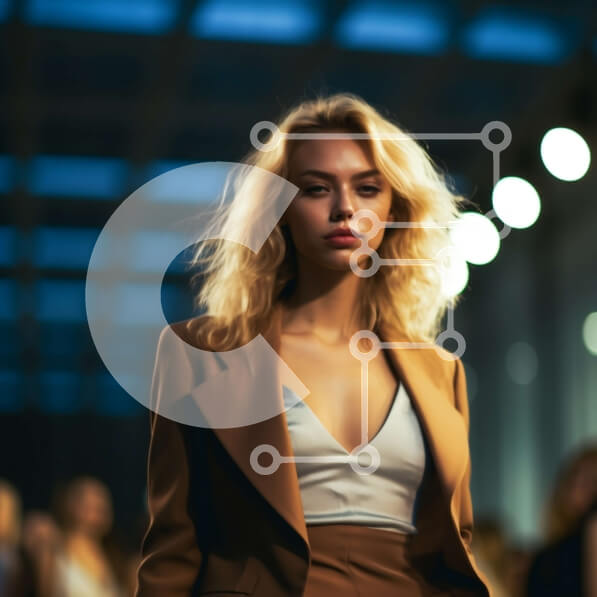 Σετ των 2 Intra Συλλεκτικό Ξύλινο Παζλ Plywood  4mm - Μοντέλο μόδας με μαύρισμα στολή και λευκή μπλούζα που περπατά στην πασαρέλα Σε Ξύλινο Κουτί - Διαστάσεις: 10x10 cm – 25 κομμάτια