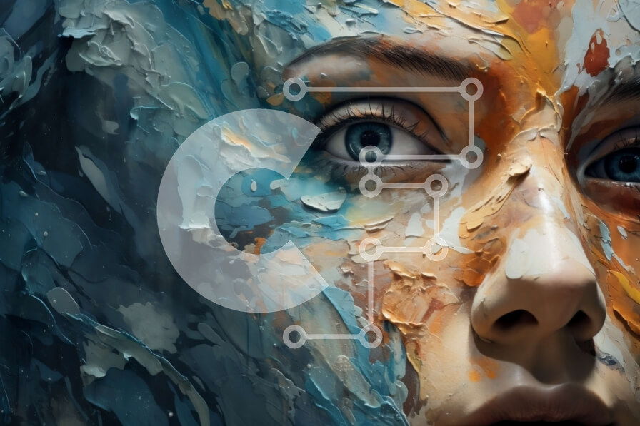 Intra Συλλεκτικό Ξύλινο Παζλ Plywood  4mm - Πολύχρωμη και δημιουργική γυναίκα με ζωγραφισμένο πρόσωπο Σε Ξύλινο Κουτί - Διαστάσεις Puzzle: 10x10 cm – 25 κομμάτια