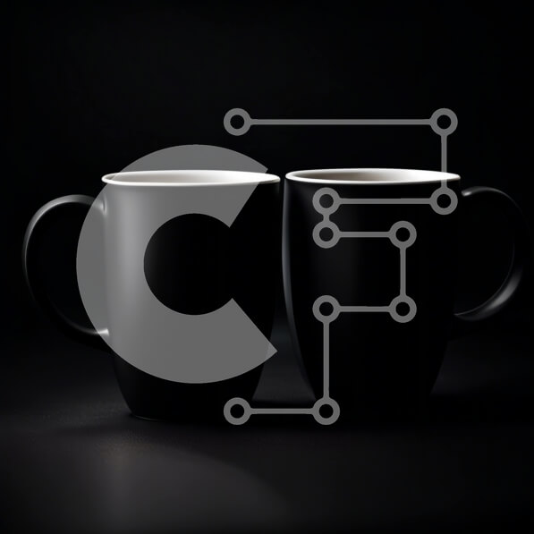 Intra Συλλεκτικό Ξύλινο Παζλ Plywood  4mm - Κομψές και μινιμαλιστικές μαύρες κούπες σε λεία επιφάνεια Σε Ξύλινο Κουτί - Διαστάσεις: 10x10 cm – 25 κομμάτια