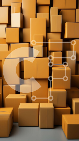 Intra Συλλεκτικό Ξύλινο Παζλ Plywood  4mm - Ομάδα από πορτοκαλί χαρτόκουτα που στοιβάζονται σε ένα σωρό Σε Ξύλινο Κουτί - Διαστάσεις: 10x10 cm – 25 κομμάτια