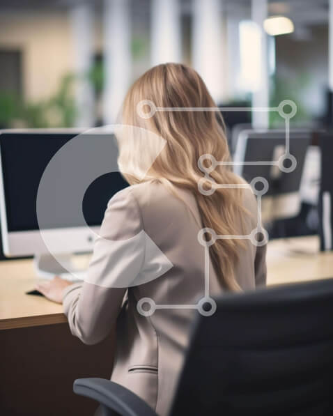 Intra Συλλεκτικό Ξύλινο Παζλ Plywood  4mm - Επικεντρωμένη γυναίκα που εργάζεται στο γραφείο σε περιβάλλον γραφείου Σε Ξύλινο Κουτί - Διαστάσεις Puzzle: 10x10 cm – 25 κομμάτια