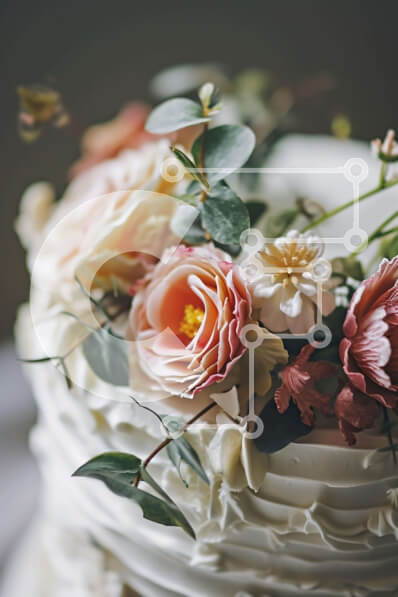 Σετ των 2 Intra Συλλεκτικό Ξύλινο Παζλ Plywood  4mm - Λευκή τούρτα διακοσμημένη με λουλούδια και πρασινάδα Σε Ξύλινο Κουτί - Διαστάσεις: 10x10 cm – 25 κομμάτια