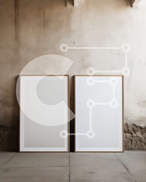 Intra Συλλεκτικό Ξύλινο Παζλ Plywood  4mm - Κενά λευκά πλαίσια που κρέμονται σε τσιμεντένιο τοίχο Σε Ξύλινο Κουτί - Διαστάσεις Puzzle: 10x10 cm – 25 κομμάτια