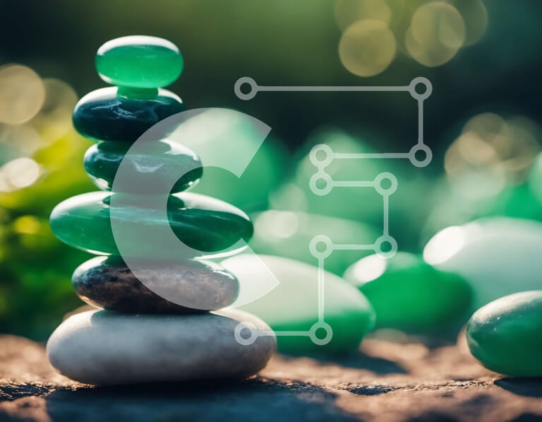 Intra Συλλεκτικό Ξύλινο Παζλ Plywood  4mm - Στοίβα από πράσινα βότσαλα για διαλογισμό και διακόσμηση κήπου Σε Ξύλινο Κουτί - Διαστάσεις: 10x10 cm – 25 κομμάτια