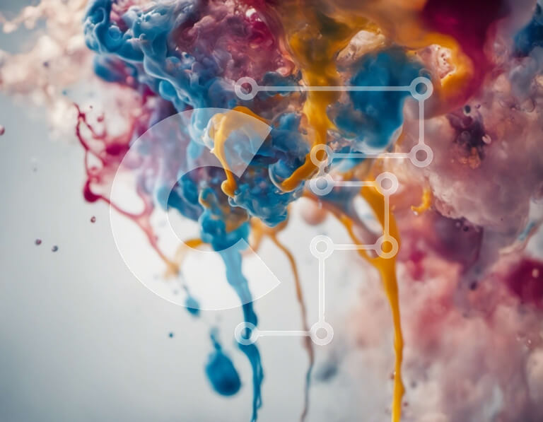 Intra Συλλεκτικό Ξύλινο Παζλ Plywood  4mm - Πολύχρωμο υγρό παφλασμό σε αφηρημένη κινηματογράφηση σε πρώτο πλάνο Σε Ξύλινο Κουτί - Διαστάσεις Puzzle: 10x10 cm – 25 κομμάτια