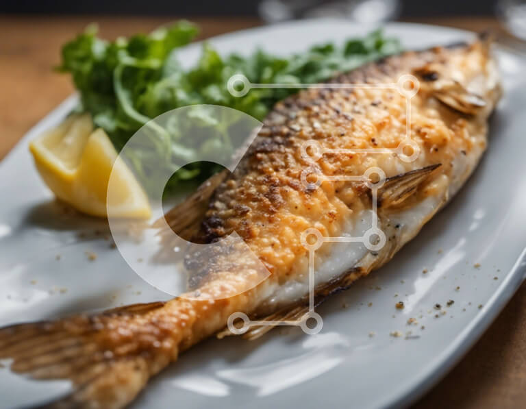 Σετ των 2 Intra Συλλεκτικό Ξύλινο Παζλ Plywood  4mm - Πεντανόστιμα μαγειρεμένο ψάρι με φρέσκα χόρτα και φέτες λεμονιού Σε Ξύλινο Κουτί - Διαστάσεις: 10x10 cm – 25 κομμάτια