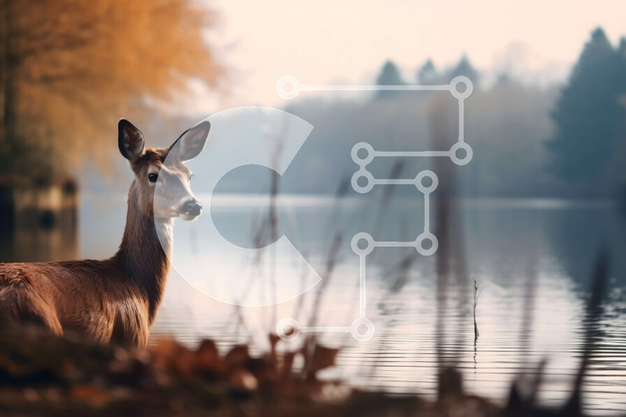 Intra Συλλεκτικό Ξύλινο Παζλ Plywood  4mm - Όμορφη εικόνα ενός ελαφιού δίπλα στη λίμνη Σε Ξύλινο Κουτί - Διαστάσεις: 10x10 cm – 25 κομμάτια