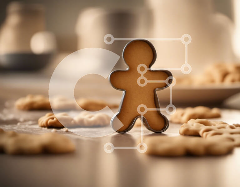 Intra Συλλεκτικό Ξύλινο Παζλ Plywood  4mm - Κόφτης μπισκότων Gingerbread Man με εορταστικά χριστουγεννιάτικα μπισκότα Σε Ξύλινο Κουτί - Διαστάσεις: 10x10 cm – 25 κομμάτια