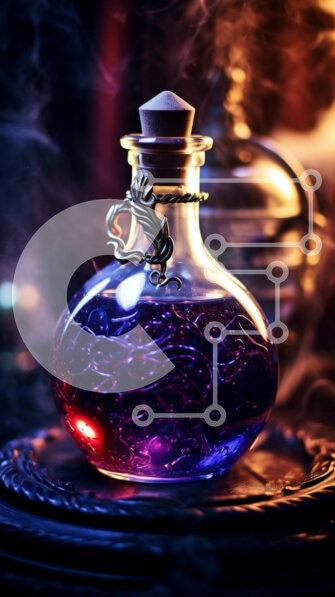 Intra Συλλεκτικό Ξύλινο Παζλ Plywood  4mm - Μυστηριώδες μωβ υγρό σε γυάλινο μπουκάλι με ετικέτα Dragon Σε Ξύλινο Κουτί - Διαστάσεις: 10x10 cm – 25 κομμάτια