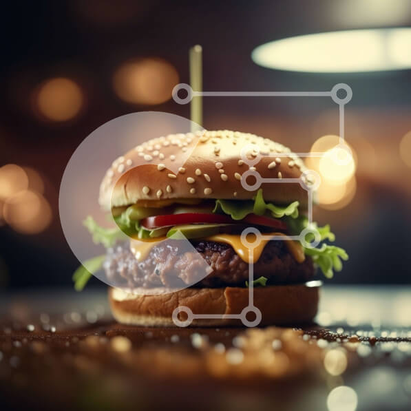 Σετ των 2 Intra Συλλεκτικό Ξύλινο Παζλ Plywood  4mm - Νόστιμο Cheeseburger με φρέσκα υλικά σε ξύλινο τραπέζι Σε Ξύλινο Κουτί - Διαστάσεις: 10x10 cm – 25 κομμάτια