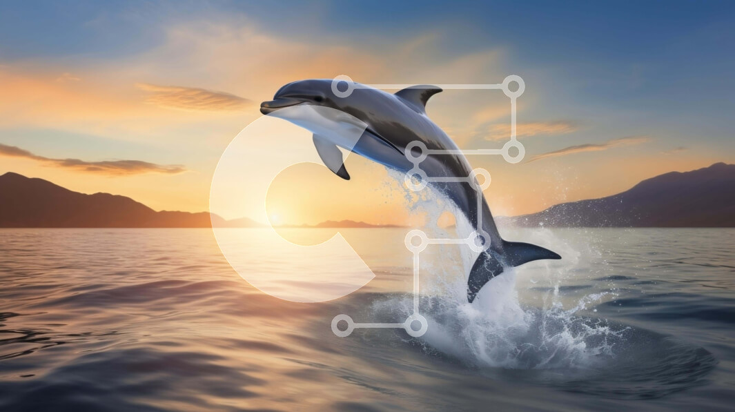 Intra Συλλεκτικό Ξύλινο Παζλ Plywood  4mm - Δελφίνι που πηδά έξω από το νερό στο ηλιοβασίλεμα Σε Ξύλινο Κουτί - Διαστάσεις: 10x10 cm – 25 κομμάτια