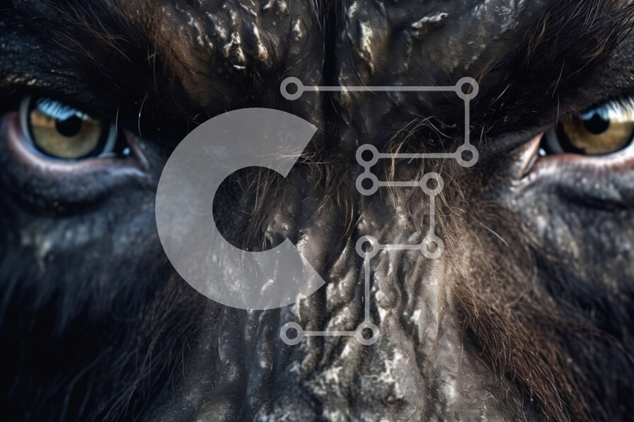 Σετ των 2 Intra Συλλεκτικό Ξύλινο Παζλ Plywood  4mm - Ασπρόμαυρη εικόνα του προσώπου ενός λύκου με αιχμηρά δόντια και διαπεραστικά μάτια Σε Ξύλινο Κουτί - Διαστάσεις: 10x10 cm – 25 κομμάτια