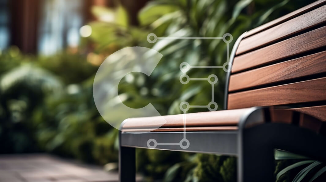 Intra Συλλεκτικό Ξύλινο Παζλ Plywood  4mm - Ξύλινος πάγκος που περιβάλλεται από καταπράσινα φυτά και δέντρα Σε Ξύλινο Κουτί - Διαστάσεις: 10x10 cm – 25 κομμάτια