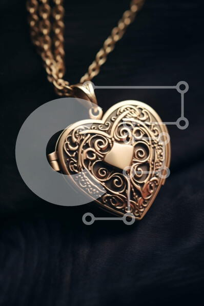 Intra Συλλεκτικό Ξύλινο Παζλ Plywood  4mm - Χρυσό κολιέ σε σχήμα καρδιάς με περίπλοκο σχέδιο Σε Ξύλινο Κουτί - Διαστάσεις Puzzle: 10x10 cm – 25 κομμάτια