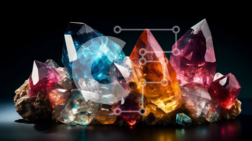 Intra Συλλεκτικό Ξύλινο Παζλ Plywood  4mm - Πολύχρωμα κρύσταλλα σε φόντο σκοτεινής επιφάνειας Σε Ξύλινο Κουτί - Διαστάσεις Puzzle: 10x10 cm – 25 κομμάτια