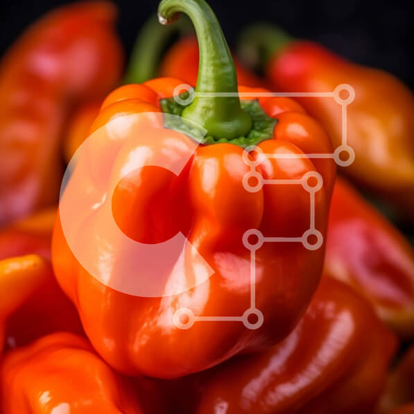 Σετ των 2 Intra Συλλεκτικό Ξύλινο Παζλ Plywood  4mm - Στοίβα από φρέσκες ώριμες πορτοκαλί πιπεριές Σε Ξύλινο Κουτί - Διαστάσεις: 10x10 cm – 25 κομμάτια