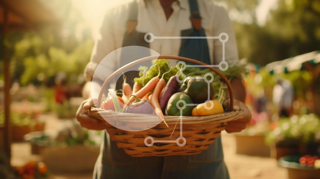 Intra Συλλεκτικό Ξύλινο Παζλ Plywood  4mm - Άτομο που κρατά ένα καλάθι με λαχανικά σε έναν κήπο Σε Ξύλινο Κουτί - Διαστάσεις: 10x10 cm – 25 κομμάτια