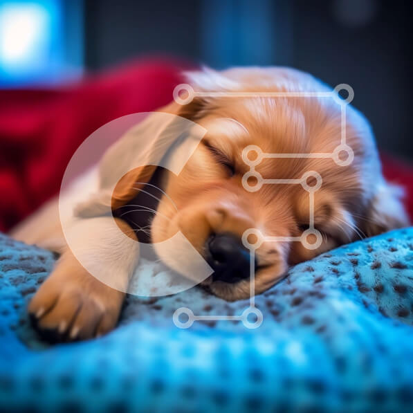 Intra Συλλεκτικό Ξύλινο Παζλ Plywood  4mm - Χαριτωμένη φωτογραφία ενός κουταβιού Golden Retriever που κοιμάται Σε Ξύλινο Κουτί - Διαστάσεις: 10x10 cm – 25 κομμάτια