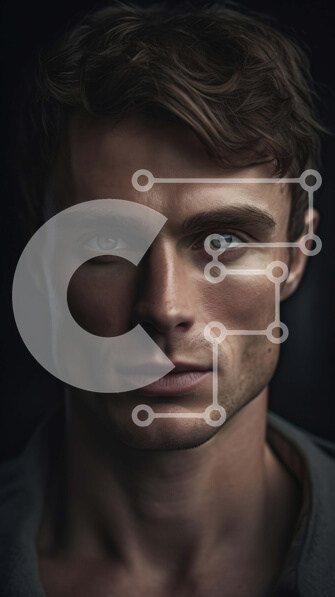 Intra Συλλεκτικό Ξύλινο Παζλ Plywood  4mm - Πορτρέτο ενός άνδρα με κοντά καστανά μαλλιά και μπλε μάτια σε γκρι πουκάμισο Σε Ξύλινο Κουτί - Διαστάσεις Puzzle: 10x10 cm – 25 κομμάτια