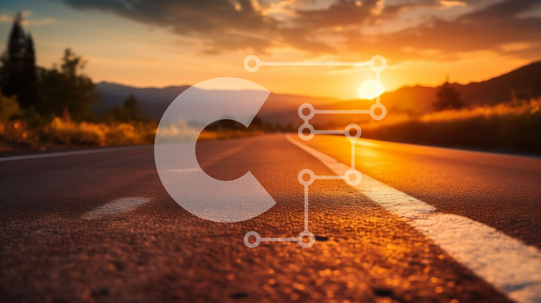 Intra Συλλεκτικό Ξύλινο Παζλ Plywood  4mm - Εκπληκτικό τοπίο ηλιοβασιλέματος με έρημο δρόμο και μαγευτικά βουνά Σε Ξύλινο Κουτί - Διαστάσεις Puzzle: 10x10 cm – 25 κομμάτια