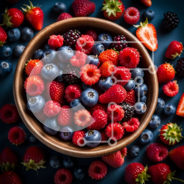 Σετ των 2 Intra Συλλεκτικό Ξύλινο Παζλ Plywood  4mm - Νόστιμο μπολ με φρέσκες φράουλες και βατόμουρα Σε Ξύλινο Κουτί - Διαστάσεις: 10x10 cm – 25 κομμάτια