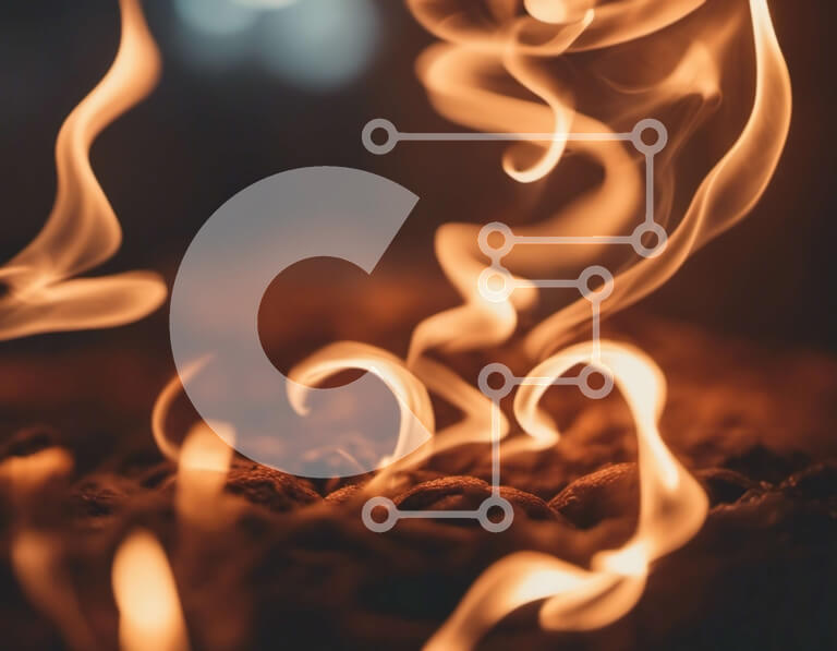 Intra Συλλεκτικό Ξύλινο Παζλ Plywood  4mm - Κοντινή όψη μιας φλεγόμενης πυρκαγιάς Σε Ξύλινο Κουτί - Διαστάσεις Puzzle: 10x10 cm – 25 κομμάτια