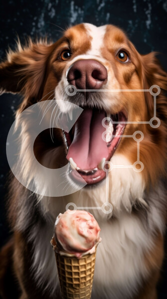 Σετ των 2 Intra Συλλεκτικό Ξύλινο Παζλ Plywood  4mm - Αξιολάτρευτο σκυλί που απολαμβάνει ένα χωνάκι παγωτού Σε Ξύλινο Κουτί - Διαστάσεις: 10x10 cm – 25 κομμάτια