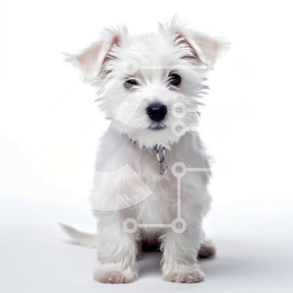 Intra Συλλεκτικό Ξύλινο Παζλ Plywood  4mm - Αξιολάτρευτη εικόνα ενός μικρού λευκού σκύλου σε λευκό φόντο Σε Ξύλινο Κουτί - Διαστάσεις: 10x10 cm – 25 κομμάτια