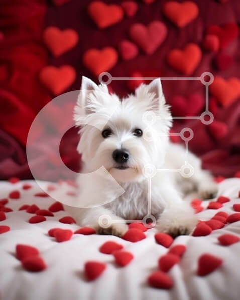 Σετ των 2 Intra Συλλεκτικό Ξύλινο Παζλ Plywood  4mm - Λευκός σκύλος σε κρεβάτι σε σχήμα καρδιάς Σε Ξύλινο Κουτί - Διαστάσεις: 10x10 cm – 25 κομμάτια